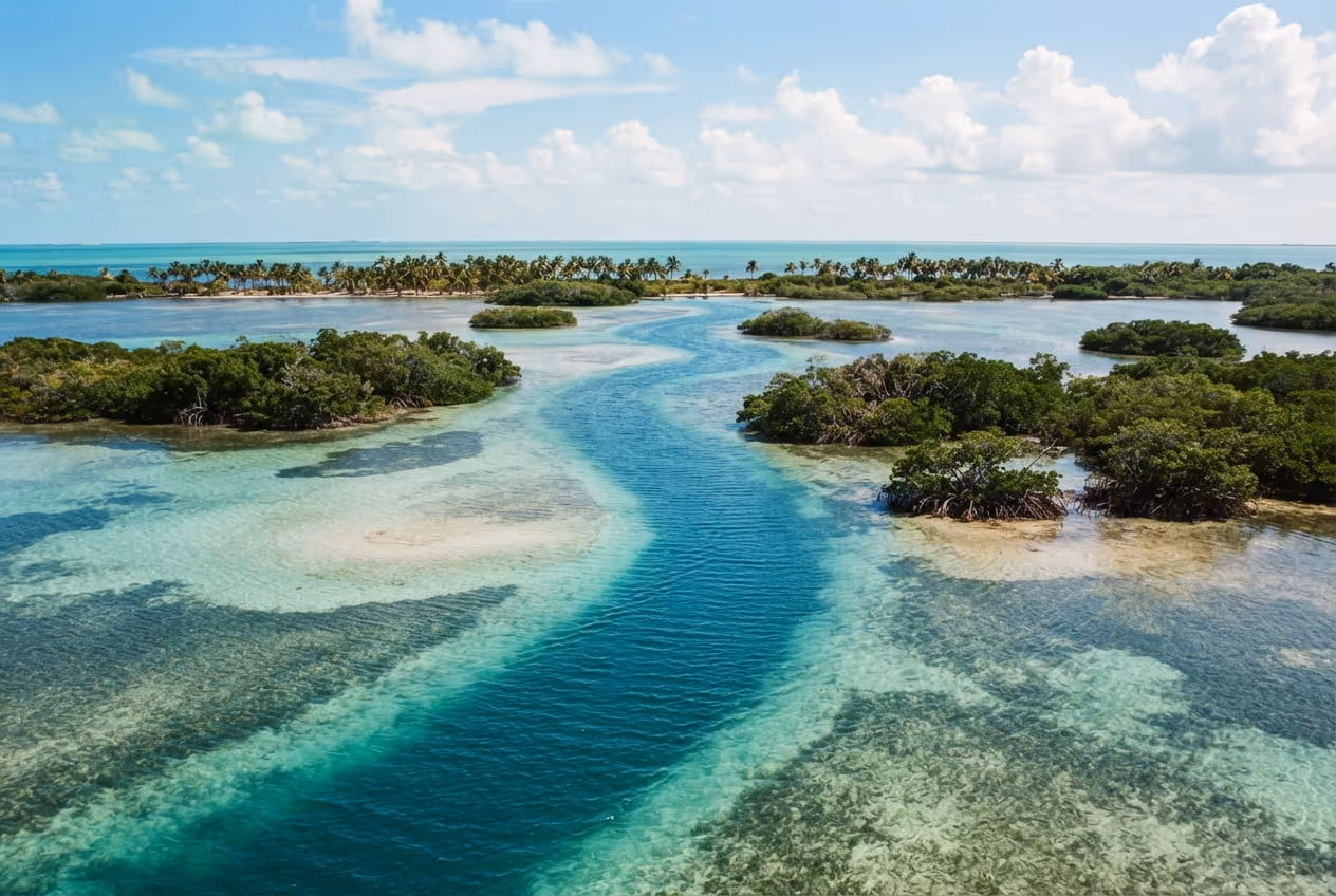 Ponte da US-1 atravessando o mar turquesa entre duas ilhas dos Florida Keys